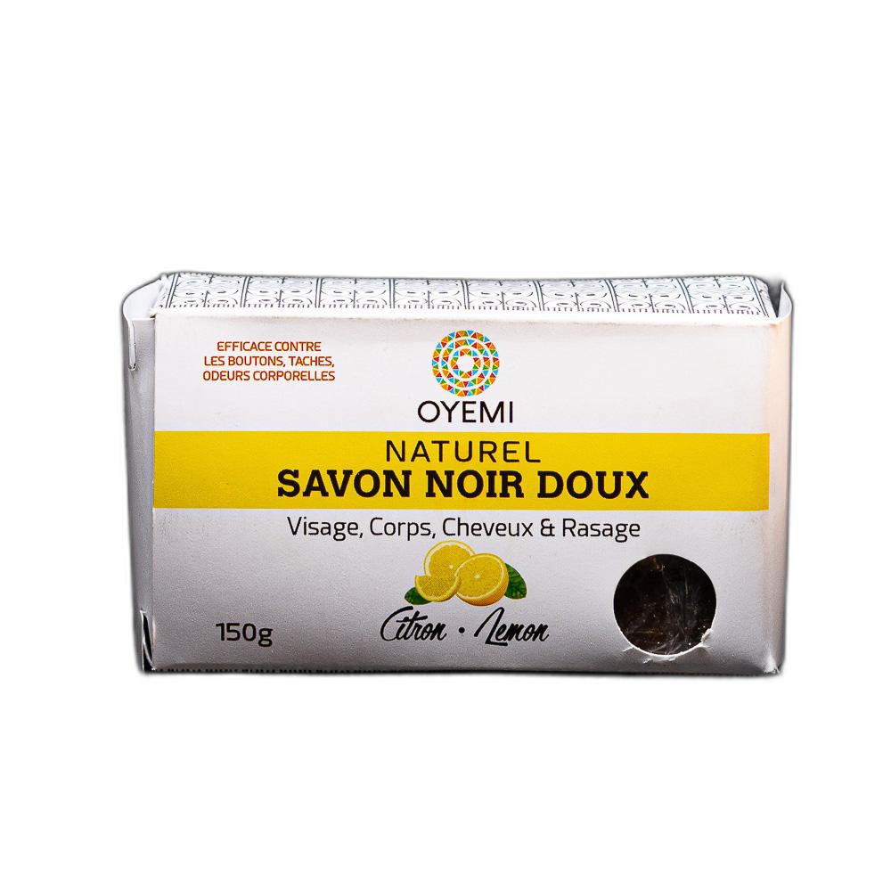 SAVON NOIR DOUX  CITRON SOLIDE DE OYEMI 150g